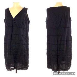 Talbots Tiered Linen Black Dress Sz 16